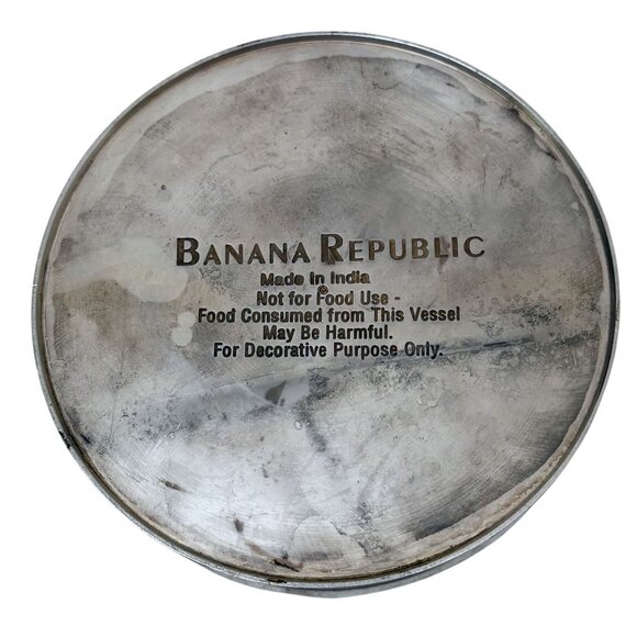 BANANA REPUBLIC Round Metal Box w/ Lid Trinket Box Silvertone - Picture 2 of 11